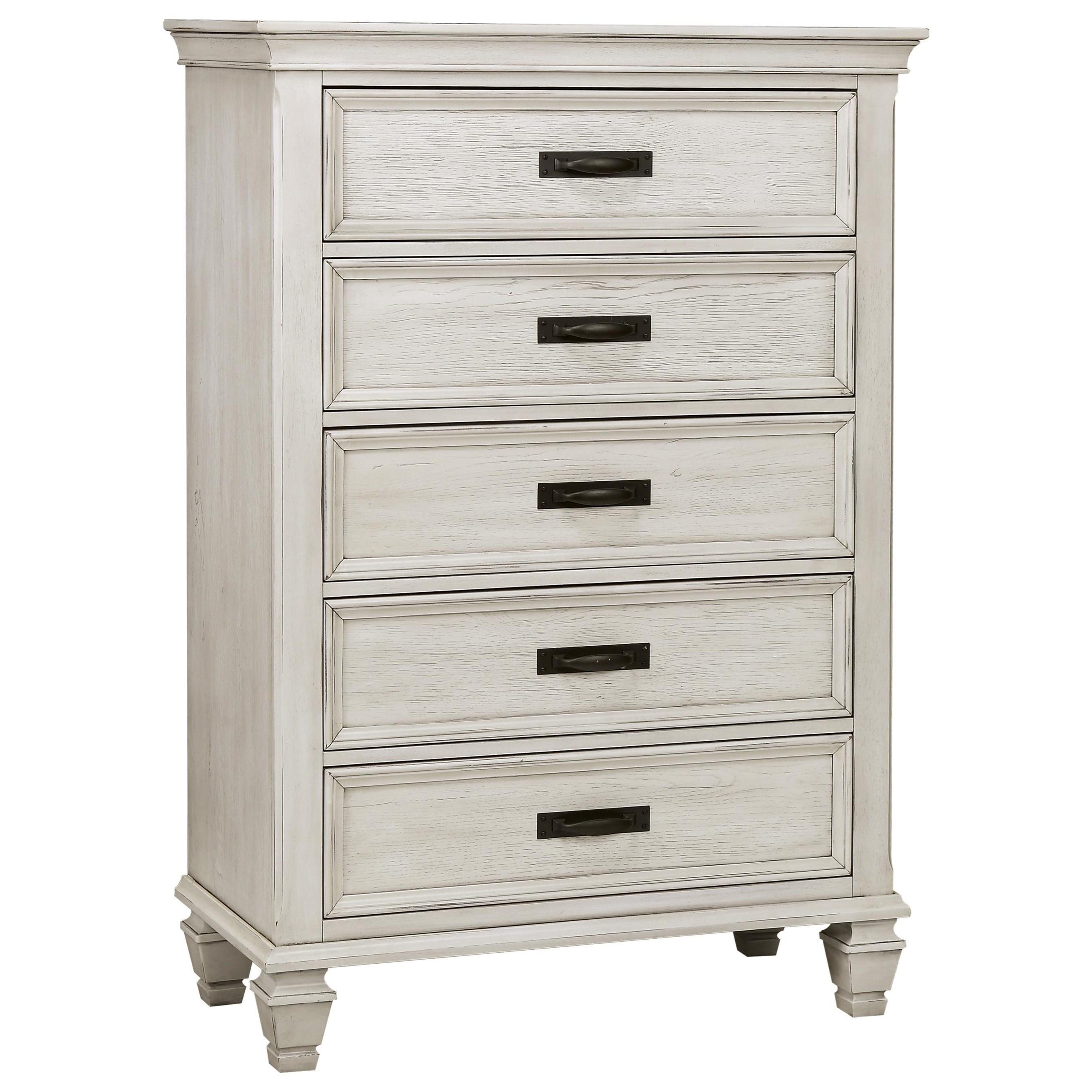 Coaster Furniture Franco 205335 5-Drawer Bedroom Chest - Distressed White IMAGE 1